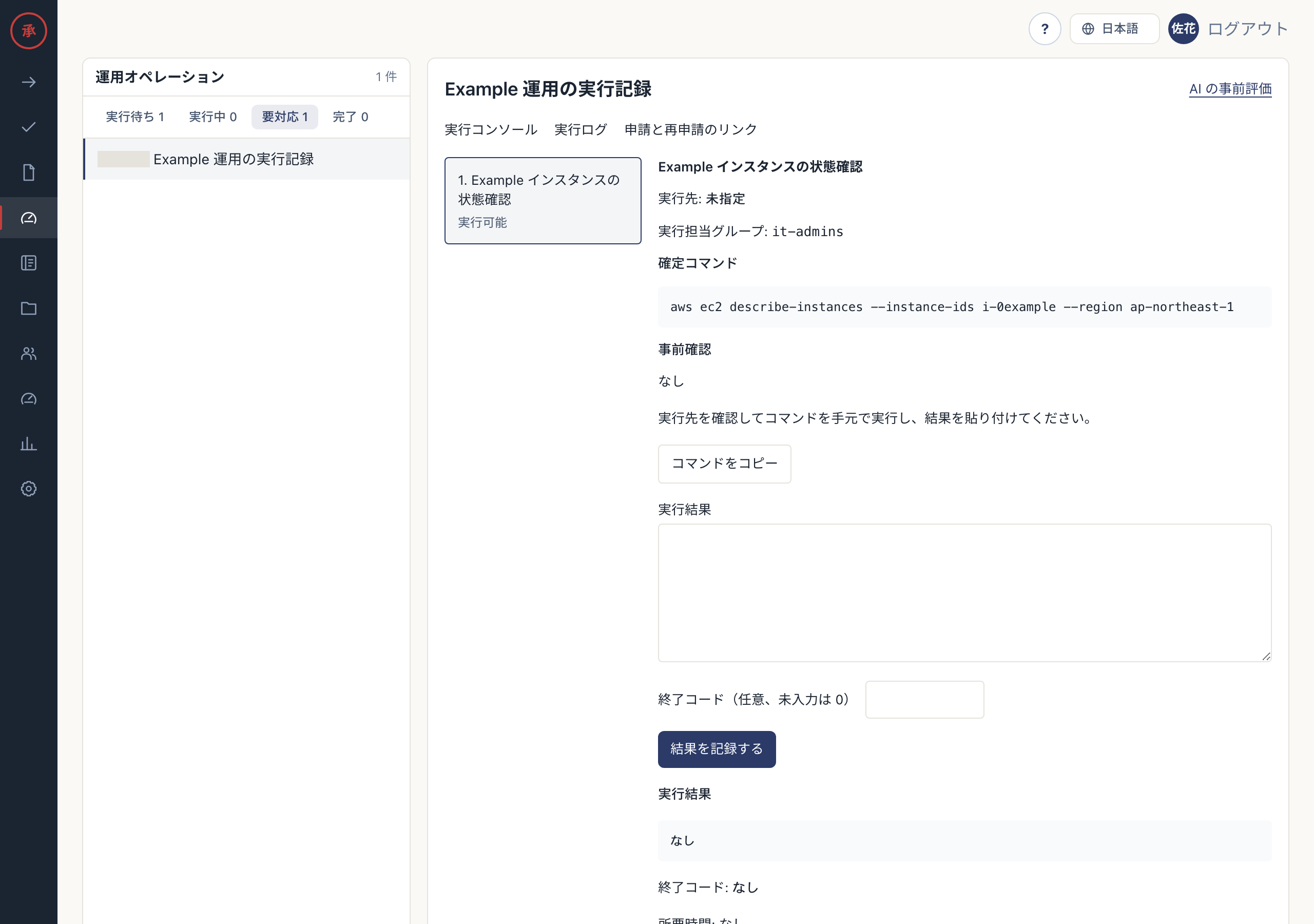 実行コンソール