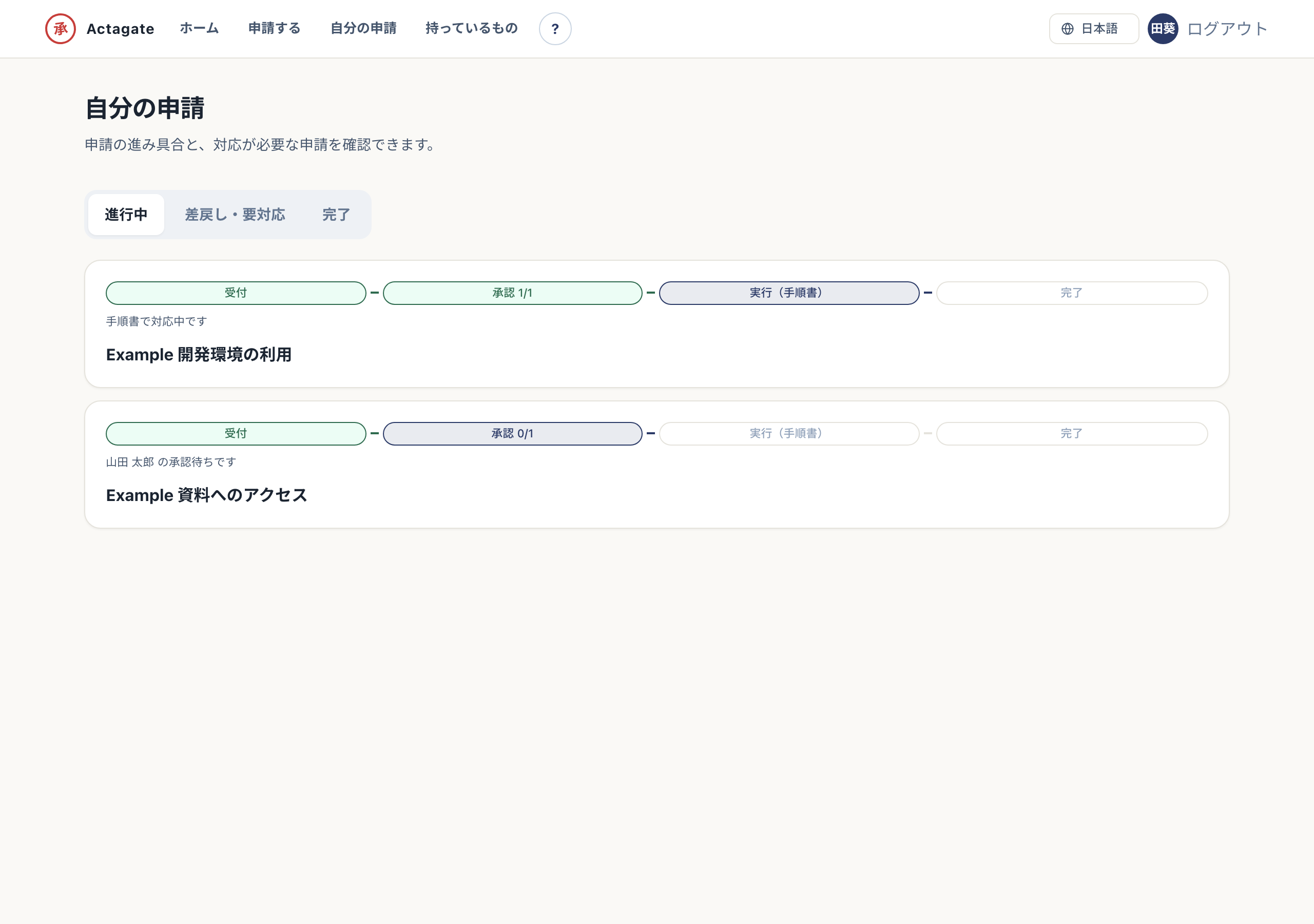 自分の申請